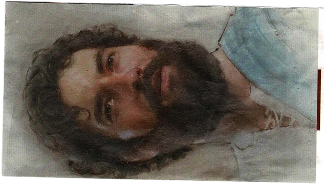 Painted Jesus portrait, original