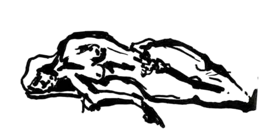 Reclining figure, black ink