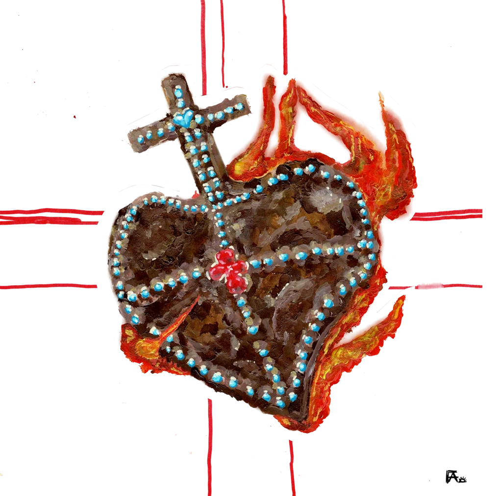 Flaming sacred heart, transparent cutout