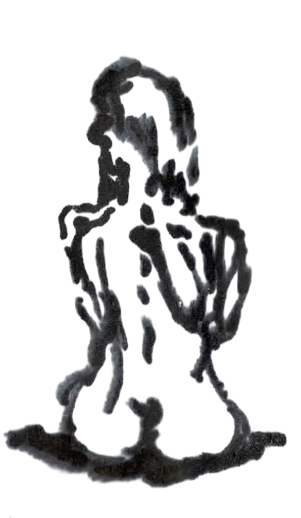 Seated figure, black ink