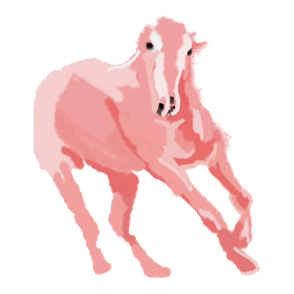 Pink running horse, original