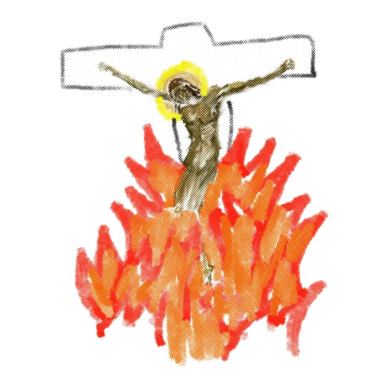 Crucifixion in flames, original